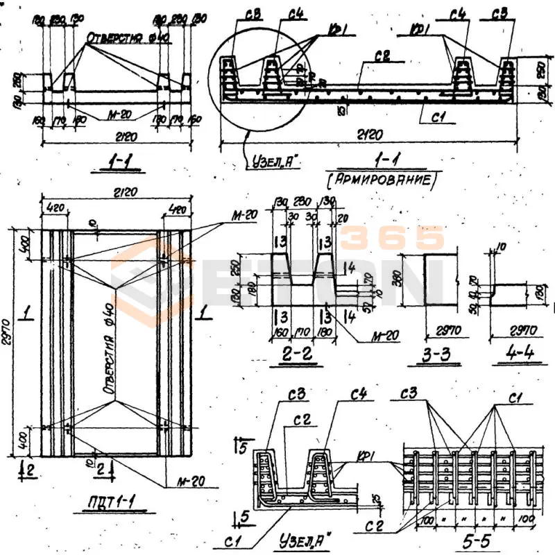 Плиты днища Серия ИС 01-04 ПДТ 1-1