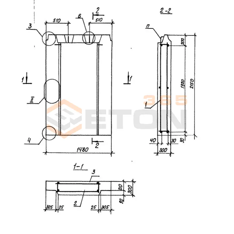 Панели наружных цокольных стен Серия 1.100.1-7 1НЦ 15-22-30-150 л