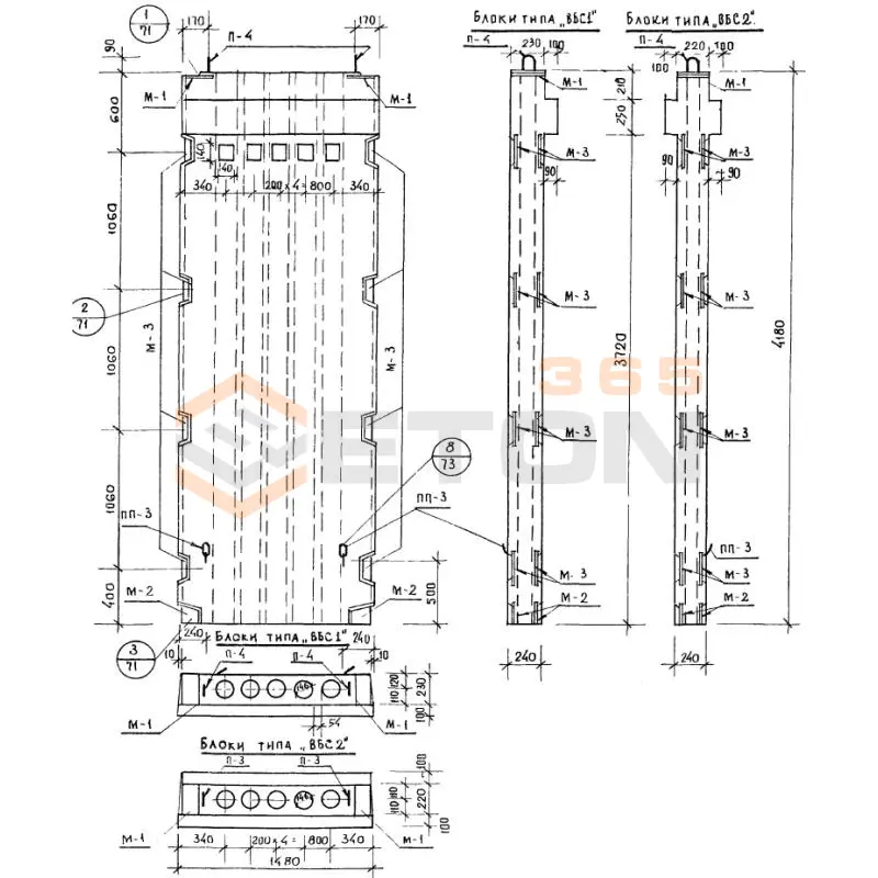 Блоки вентиляционные Серия ИИ 04-16 ВБС 1-15-42 (ИИ 04-16)