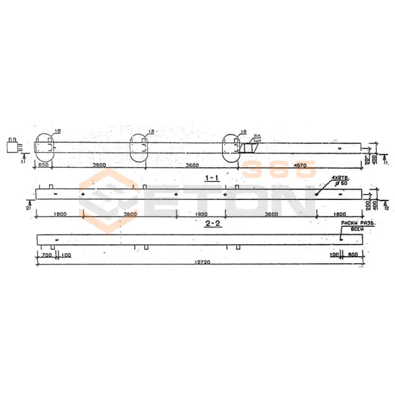 Колонны сечением 400х400 мм для зданий с высотами этажей 3,6 м Серия 1.020.1-2с/89 5КБ 36-127-13