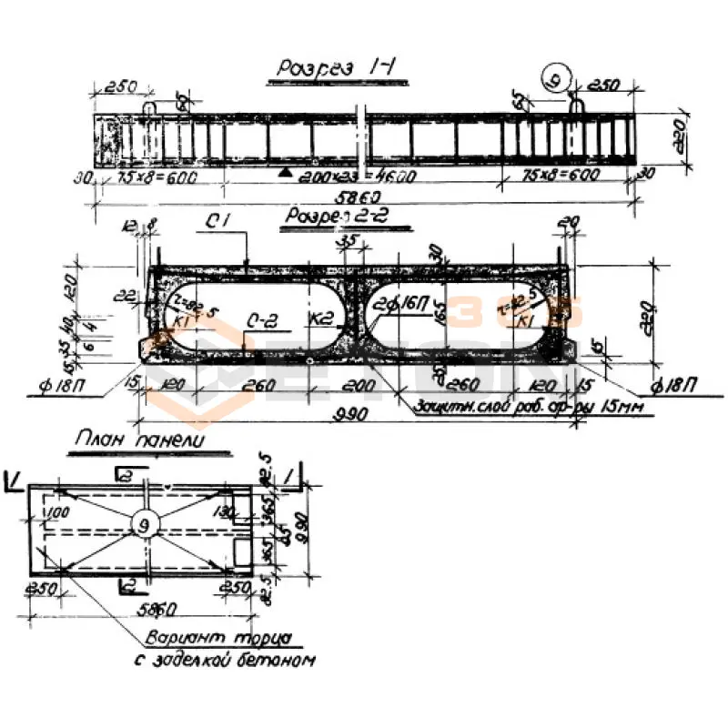 Панели с круглыми пустотами Серия ИИ 03-02 Альбом 5 ч1 ПТО 59-10