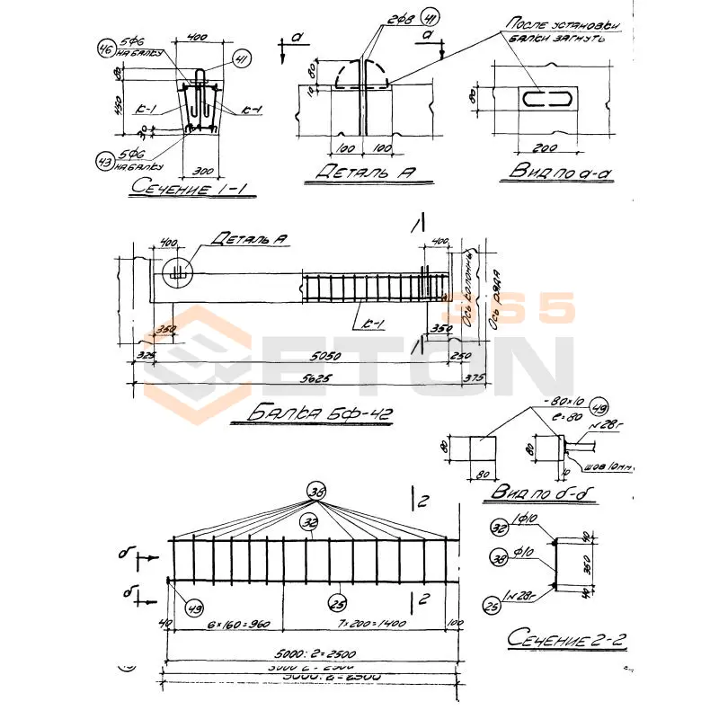 Балки фундаментные серия КЭ 01-15 ( КЭ 01-01 ) БФ 42