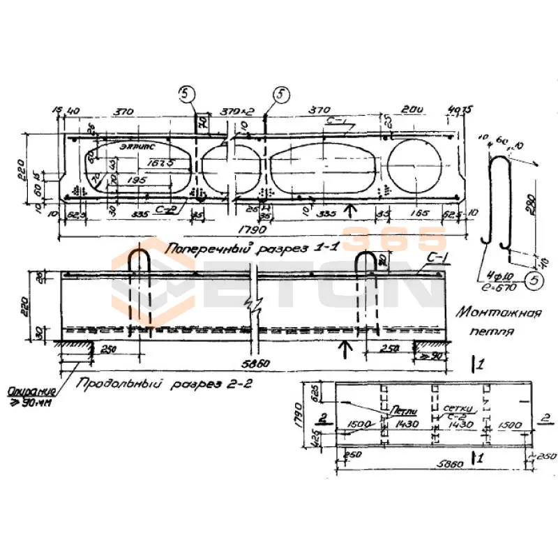 Панели с овальными пустотами Серия ИИ 01-02 ПОН 60-18 (ИИ 01-02)