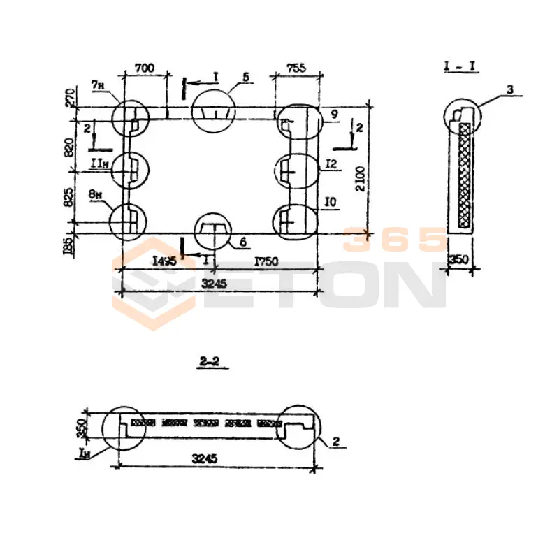Панели наружных стен нулевого цикла Серия 1.090.1-7с 1ПСЦ 32-21-3,5 птс9 (1.090.1-7с)