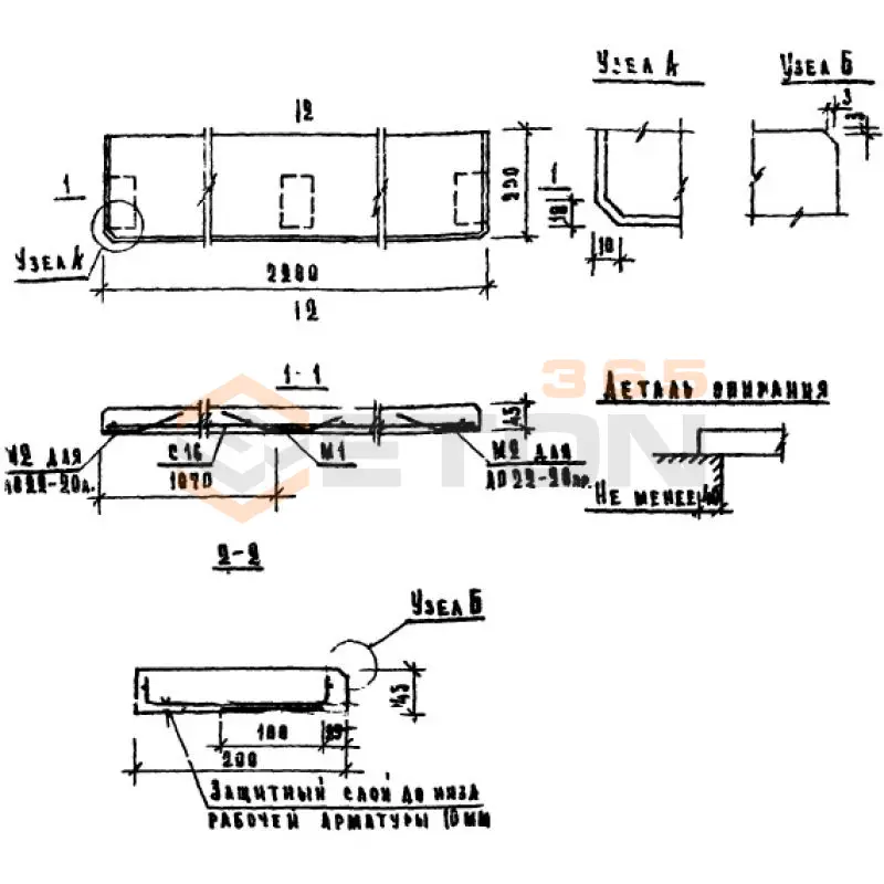 Плиты подоконные Серия 1.136-1 ЛО 22-20 п (1.136-1)