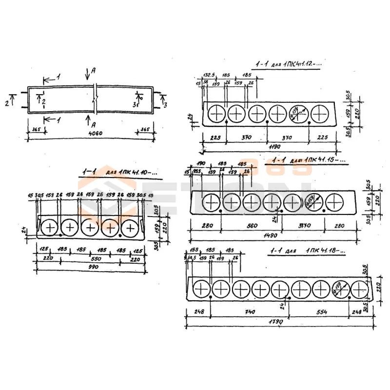 Плиты многопустотные Серия 1.141.1-31с 1ПК 41-18-8 АIII с7а (1.141.1-31с)