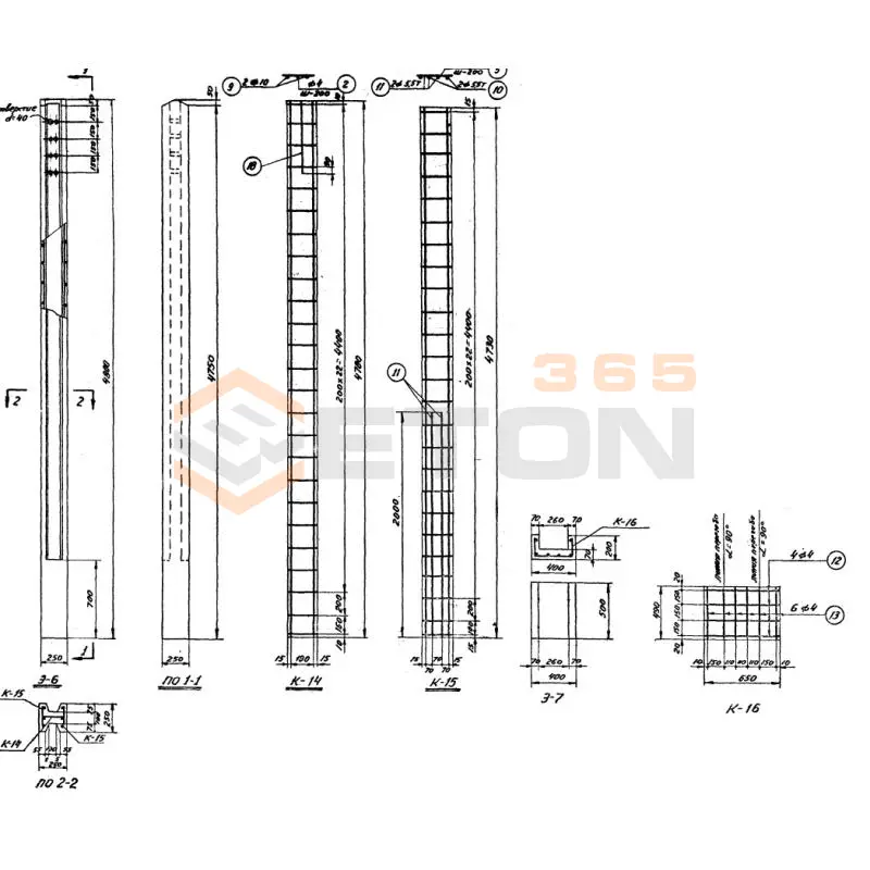 Фундаменты ограждения Серия БТ 01-01 Э 7