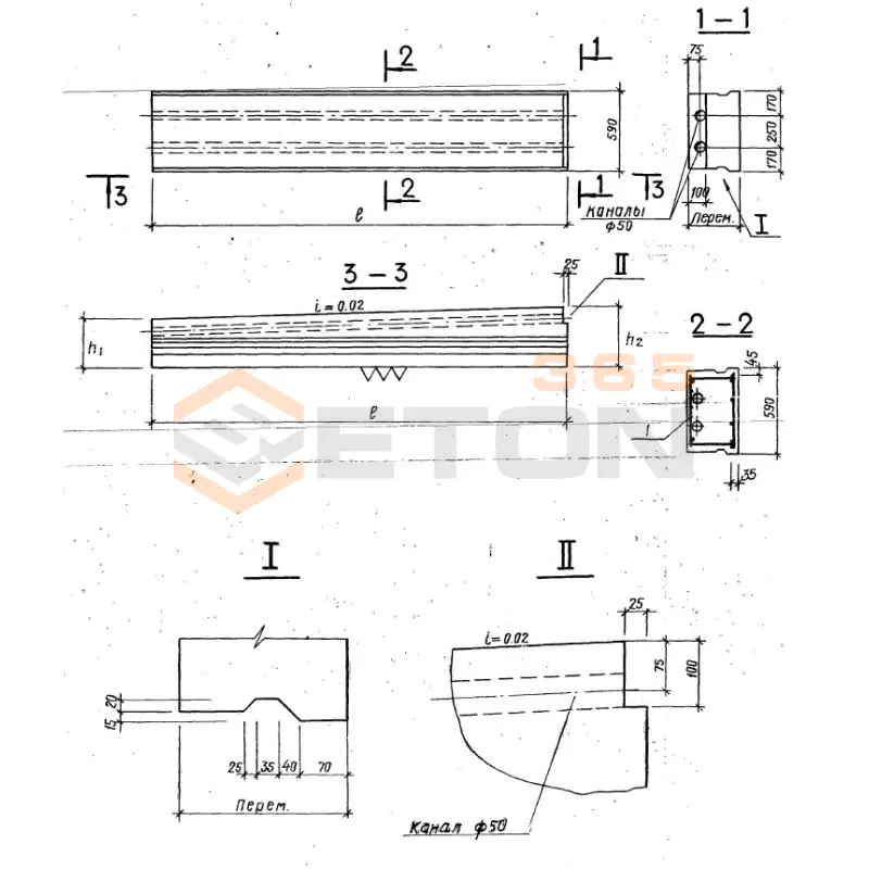 Панели покрытий Серия 1.165-9 ПНВ 60-6-30-3 я
