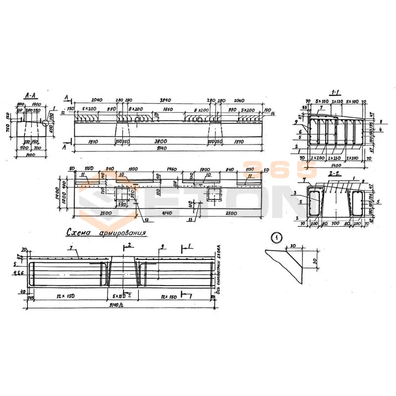 Блоки ригелей Серия 3.503.1-100 2РК 91 тАII