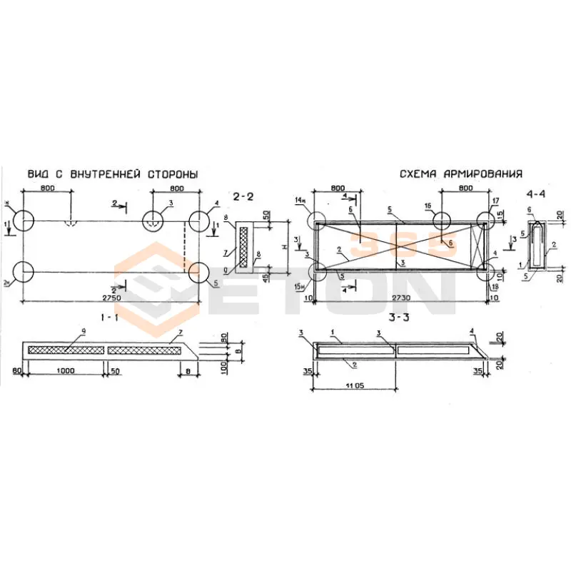 Панели стеновые трехслойные Серия 1.232.1-7 1ПСТ 27,5-12-3,5-2 л-2