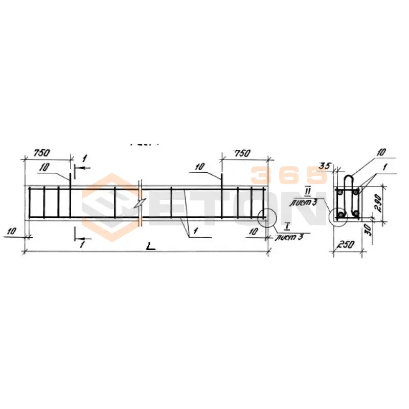 Перемычки брусковые ПБ серия 1.038.1-1 ( 1.138-10, ИИ 03-02, ГОСТ 948-84, 1.139-1 ) 6ПБ 32-37 п