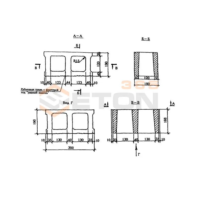 Камни для кладки стен ГОСТ 6133-99 КЛ-УГ-ПС 39