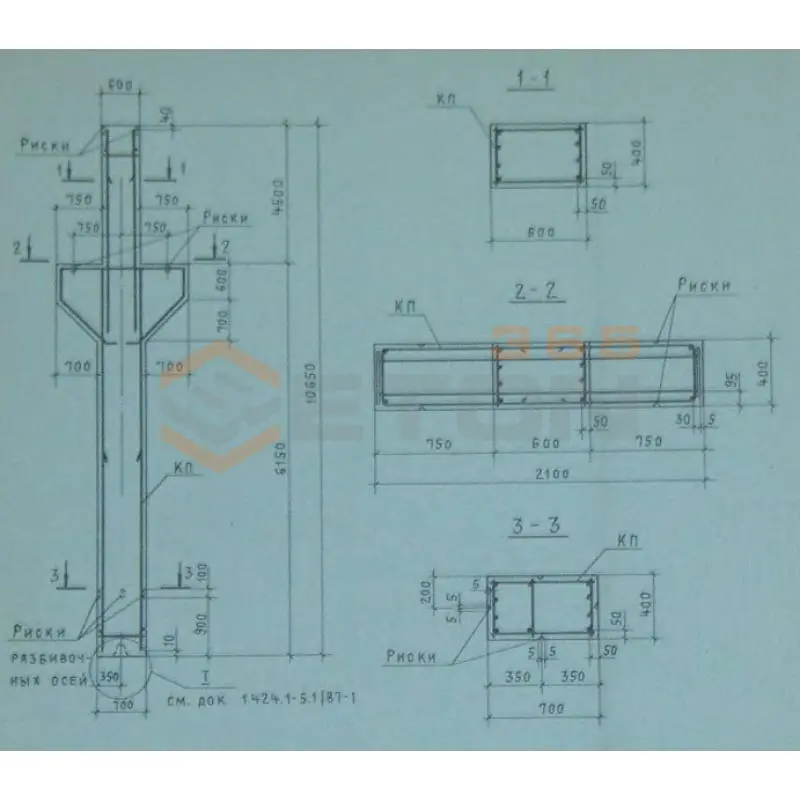 Колонны для зданий высотой 8,4; 9,6 и 10,8 м Серия 1.424.1-5 12К 96-13