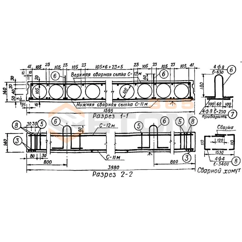 Панели с круглыми пустотами Серия ИИ 01-02 МА 6 (ИИ 01-02)