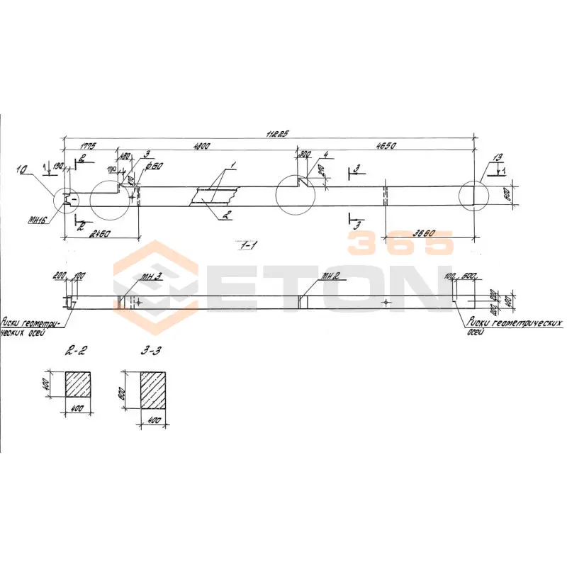 Колонны железобетонные. Высота этажей 4,8 и 6,0 м серия 1.420-35.95 ( 1.420-12, ИИ 23-3/70, ИИ 23-2/70, ИИ 23-1/70 ) К 17-3