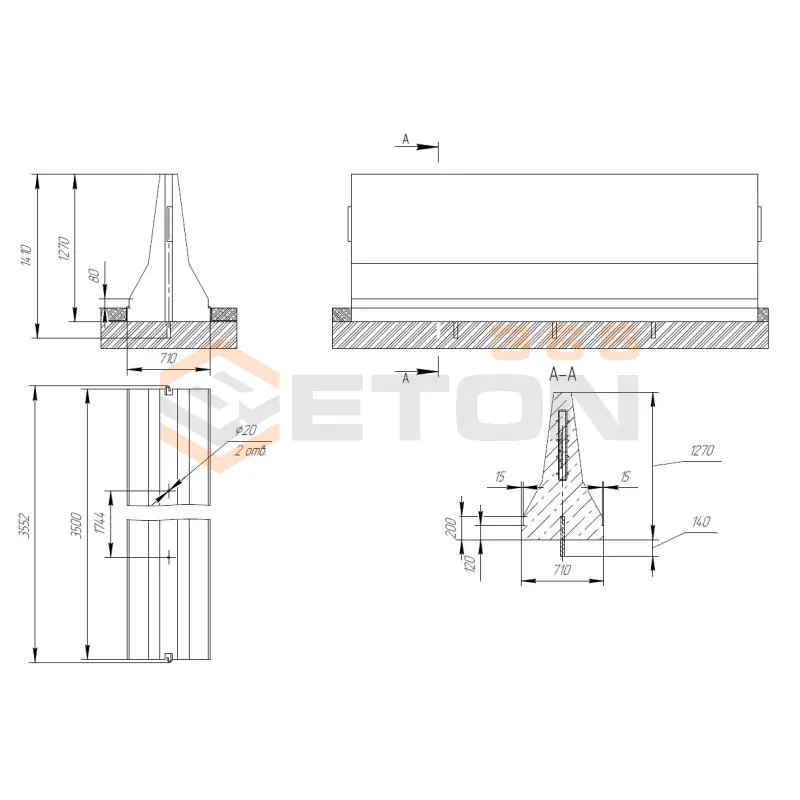 Блоки парапетного двухстороннего ограждения ТУ 5899-002-61548960-2010 12МД-ТУ 5899-002-2010/400(600)-1,27(1,15)