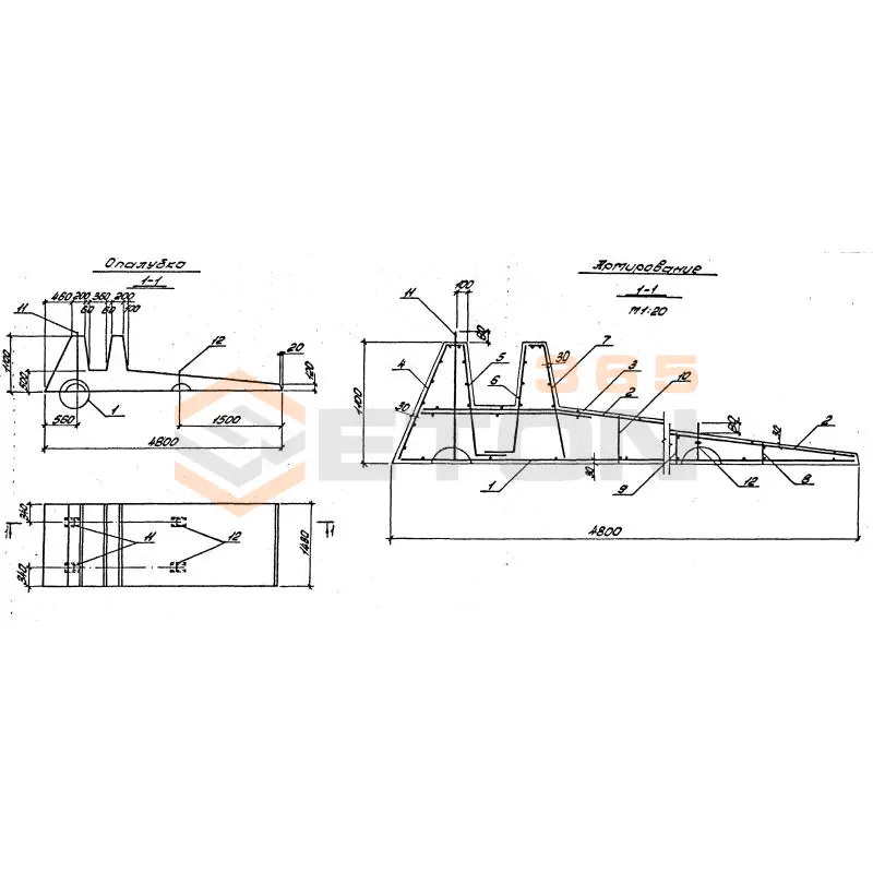 Плиты фундаментные Серия 3.002.1-1 (3.400-3) ПФ 9-1