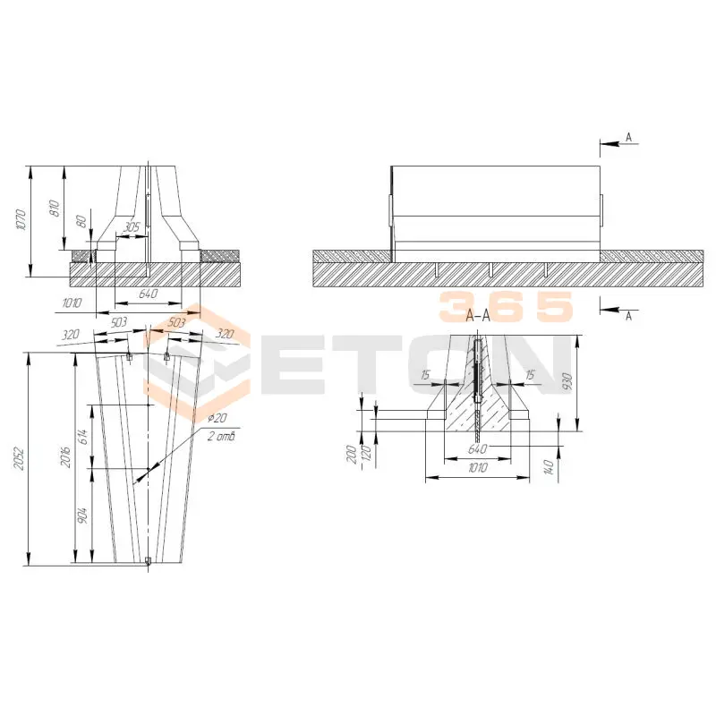 Блоки парапетного двухстороннего ограждения ТУ 5899-002-61548960-2010 12МД-ТУ 5899-002-2010/400-0,93(0,81) п