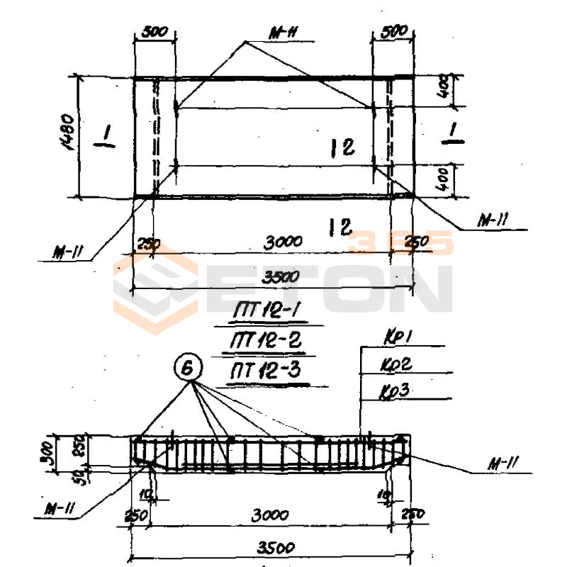 Плиты перекрытия серия ИС 01-05 ( НК 029-23:39 ) ПТ 12-2