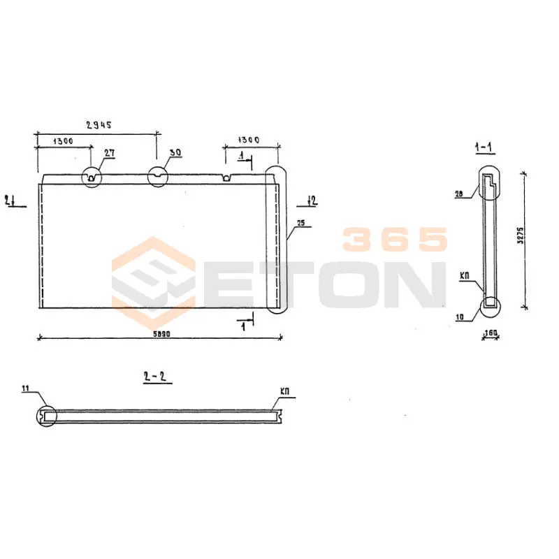 Панели внутренних стен Серия 1.090.1-1/88 ПВ 59-33