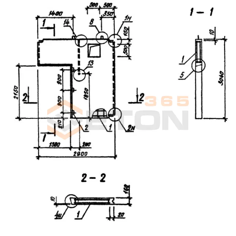 Панели внутренних стен Серия 1.090.1-3пв ПВГ 30-30-13-1 тв пв (1.090.1-3пв)
