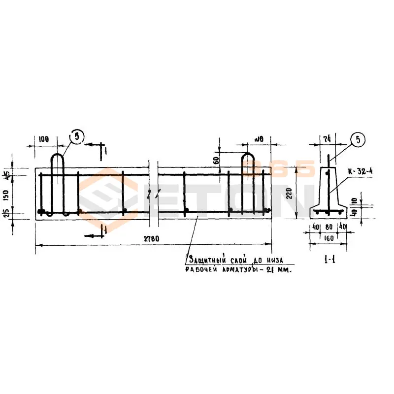 Балки тавровые Серия ИИ 03-02 Альбом 16 БТ 28