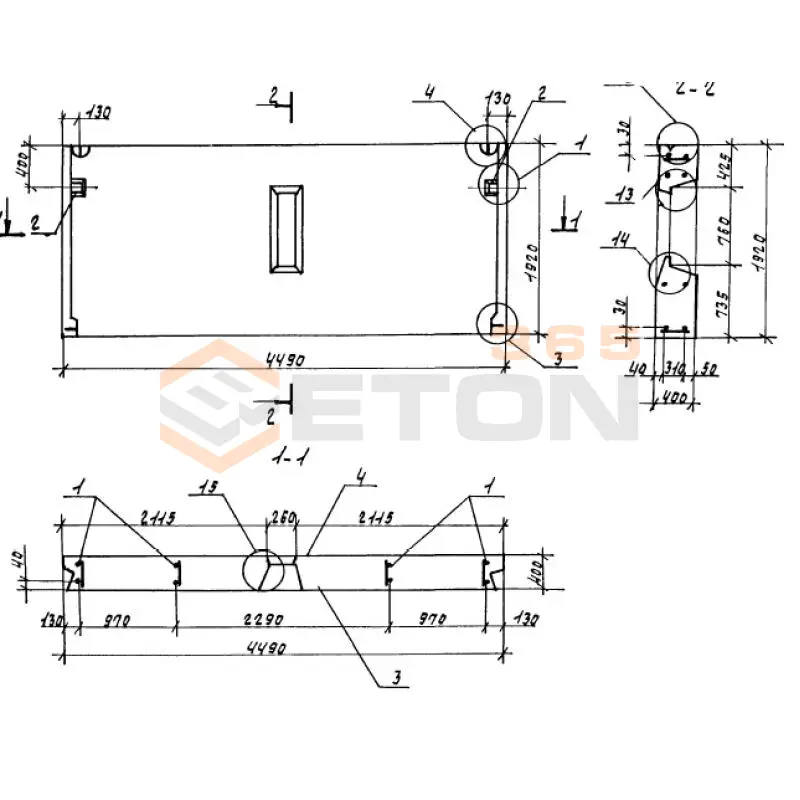 Панели опорные Серия 1.100.1-7 1НЧ 45-19-40-50 л
