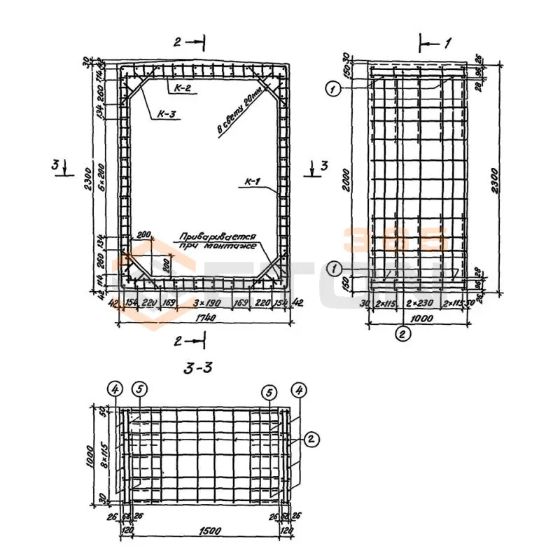 Звенья железобетонные прямоугольные сборные водопропускных труб для железных и автомобильных дорог серия 3.501.1-177.93 (3.501-104, 3.501.1-126) Блок 86