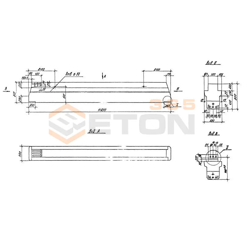 Ригели пролетом 12,0 м Серия 1.420.1-19 Р 3-9 к7-1