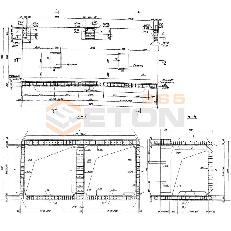 Участки монолитные Серия 03.005-6 Участок 9-IV