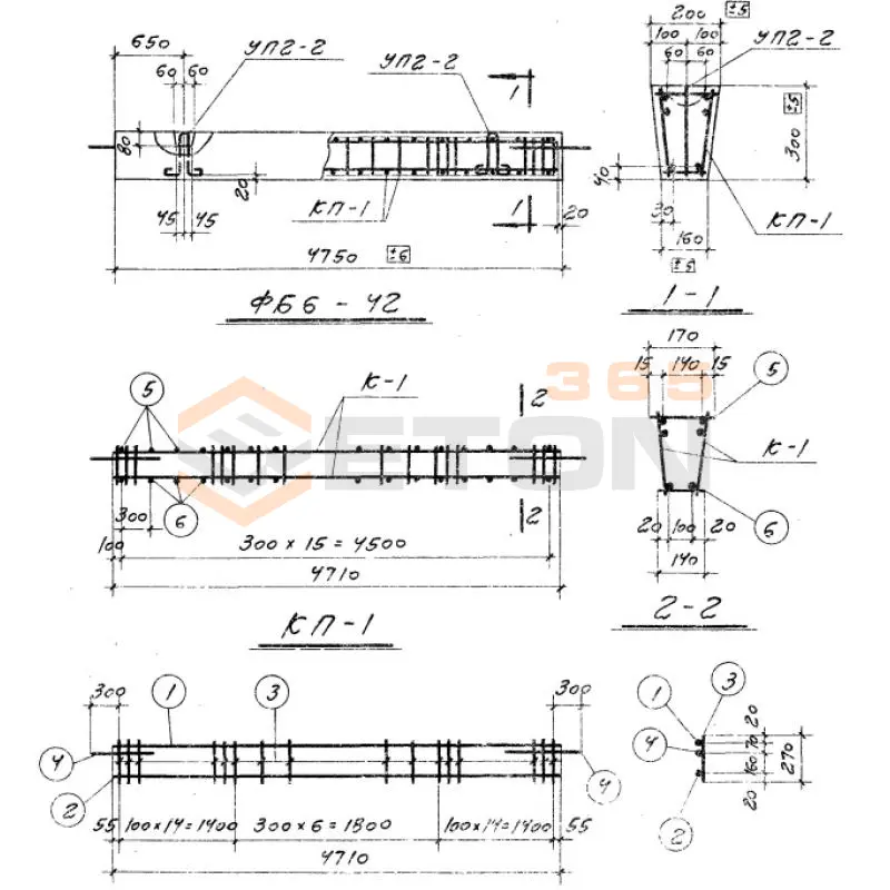 Балки фундаментные Серия 1.415-1 ФБ 6-42