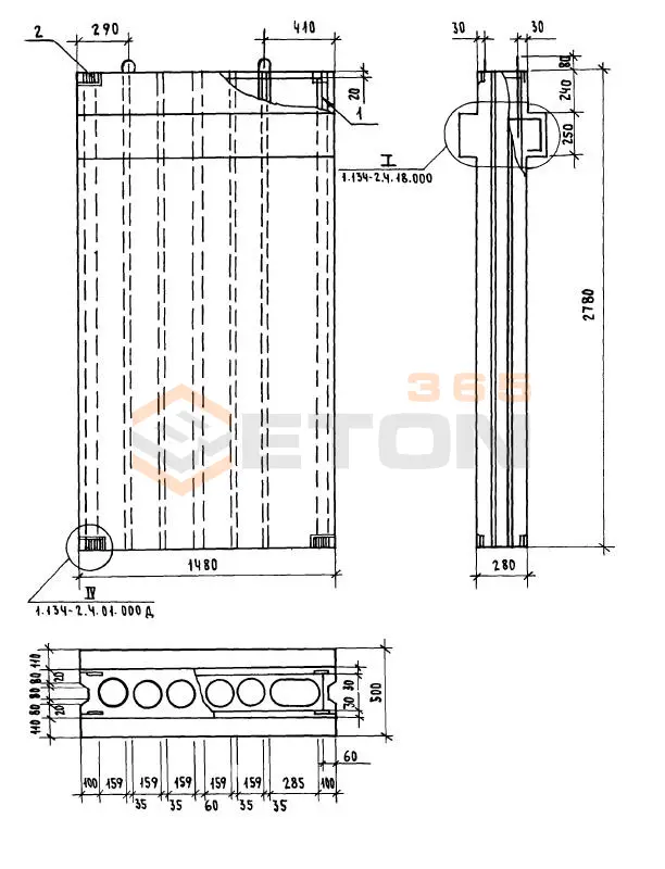 Блоки вентиляционные Серия 1.134-2 ВБВ 15-28-5 т
