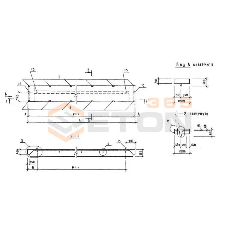 Плиты перекрытия Серия 1.020-1 ПТ 116-13-12 ВрIIп (1.020-1)