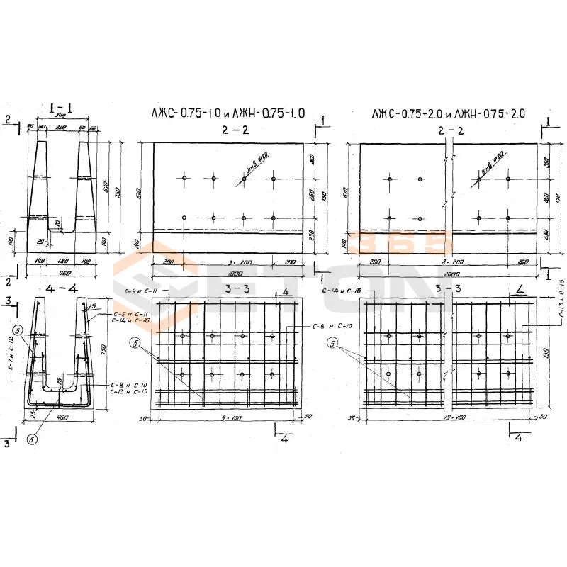 Лотки междупутные Альбом 984, Серия 3.501-68 ЛЖС 0,75-1,0