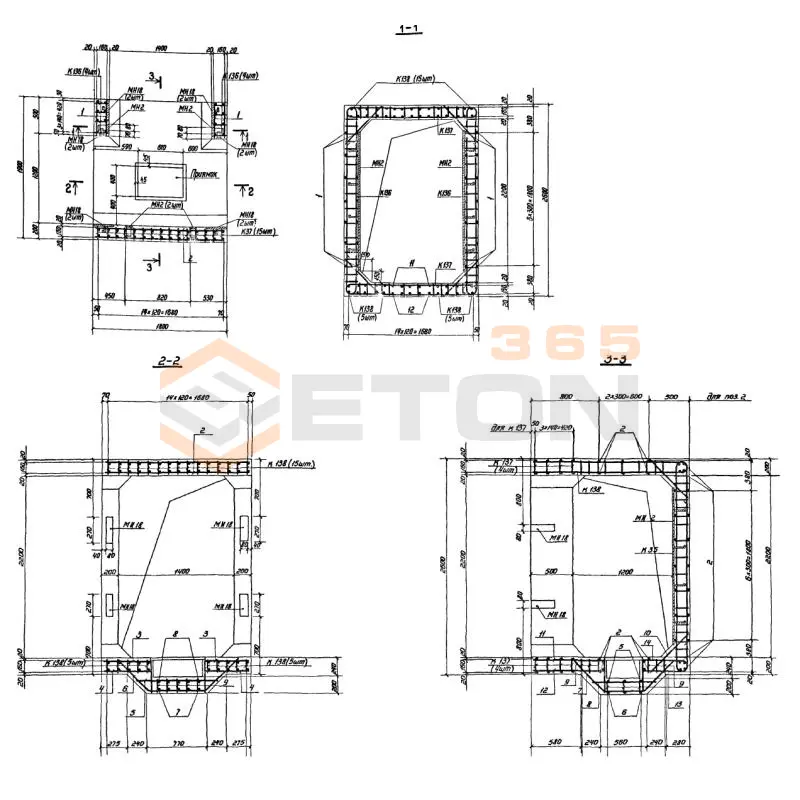 Участки монолитные Серия 03.005-6 Участок 1-III