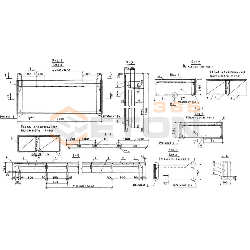Панели парапета трехслойные Серия 1.138.1-18 3НЧ 66-25-30-150 т-1,1 (1.138.1-18)