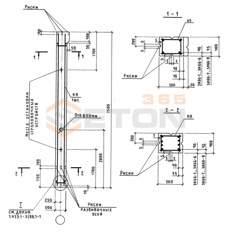 Колонны железобетонные Серия 1.423.1-3/88 3К 66-4 м3