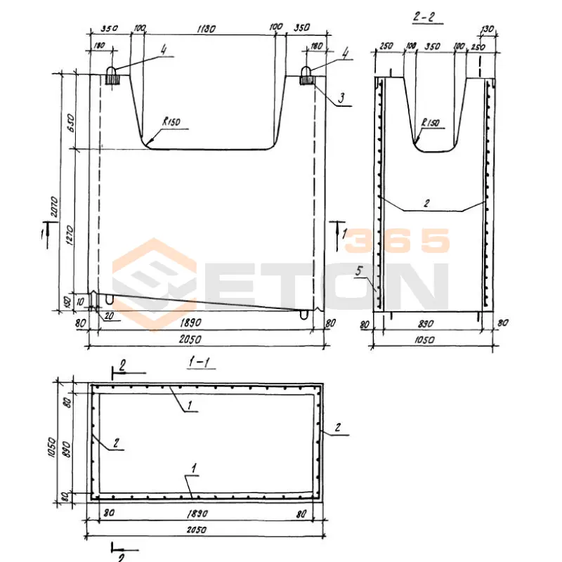 Шахты вентиляционные Серия 1.100.1-7 ВШ 21-21-105 л