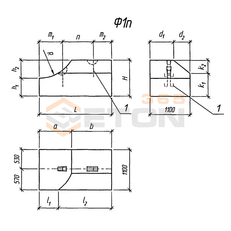 Блоки фундамента Серия 3.501.3-187.10 Ф 1 пл-20-200 (3.501.3-187.10)