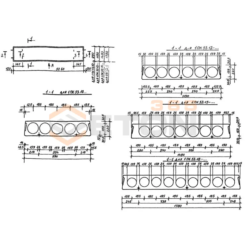 Плиты многопустотные Серия 1.141.1-31с 1ПК 53-15-3 АтIVс с8а (1.141.1-31с)