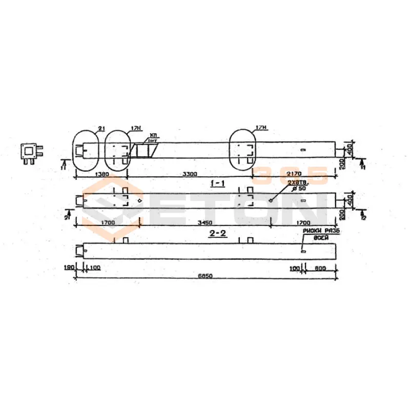 Колонны сечением 400х400 мм для зданий с высотами этажей 3,3 м Серия 1.020.1-2с/89 5КН 33-69-7 сн