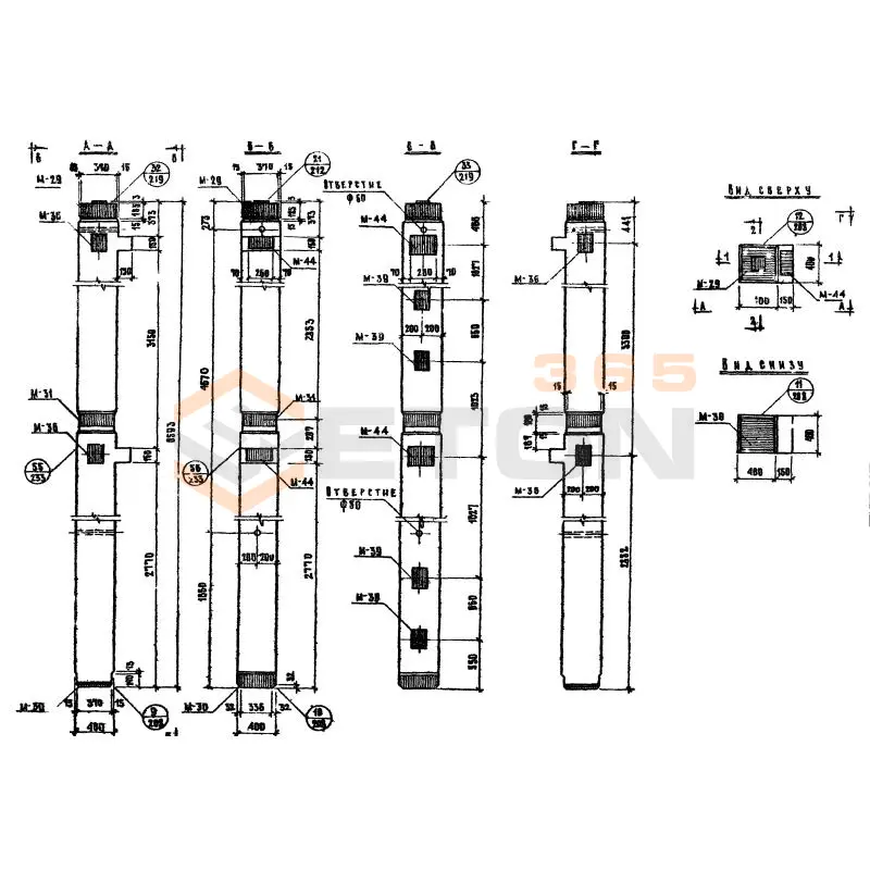 Колонны сечением 400х400 Серия ИИ 04-2 КП 60-66-4