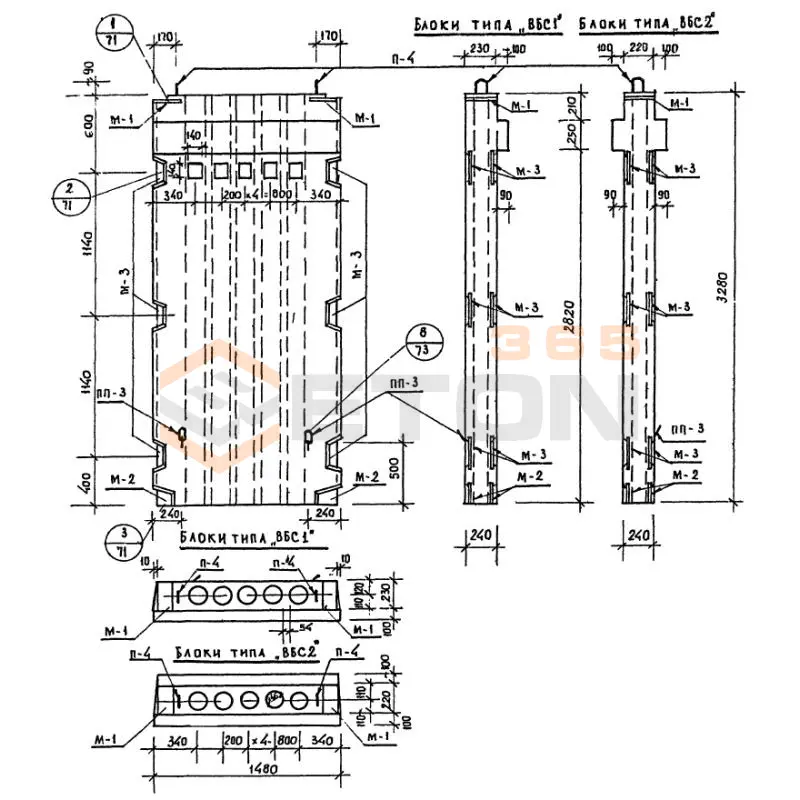 Блоки вентиляционные Серия ИИ 04-16 ВБС 1-15-33 (ИИ 04-16)