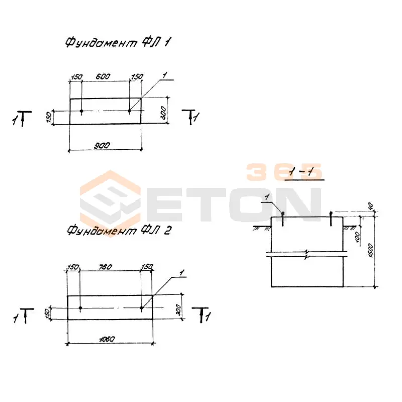 Фундаменты Серия 3.402-24 ФЛ 1 (3.402-24)