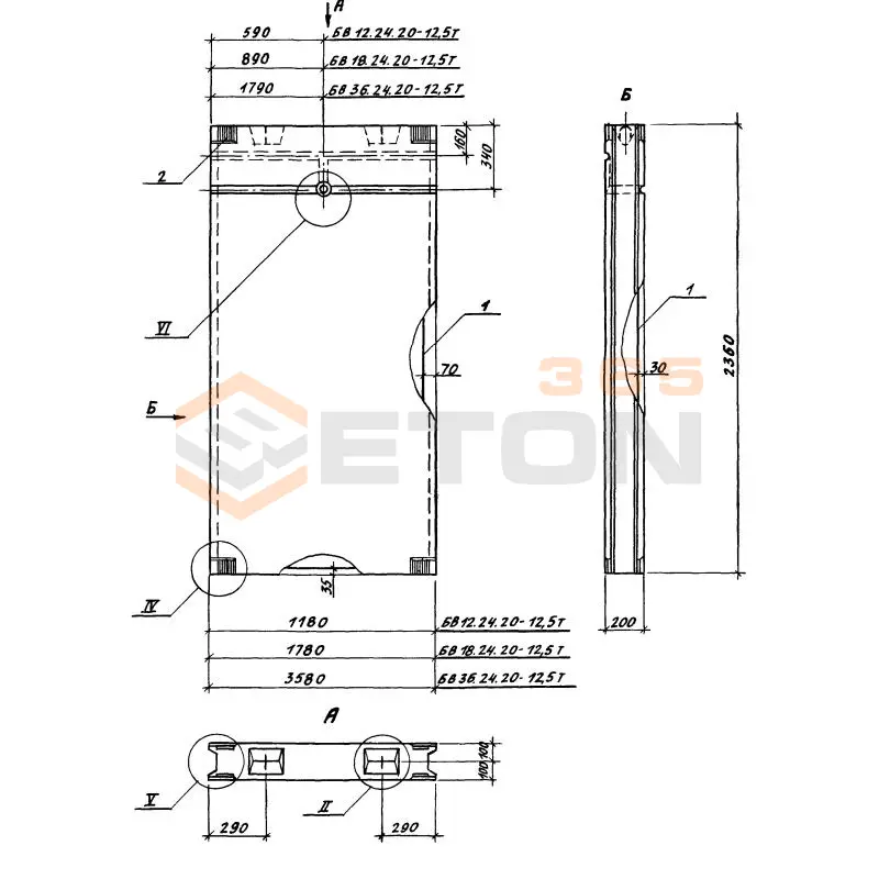 Блоки вентиляционные Серия 1.134.1-15 БВ 12-24-20-12,5 т