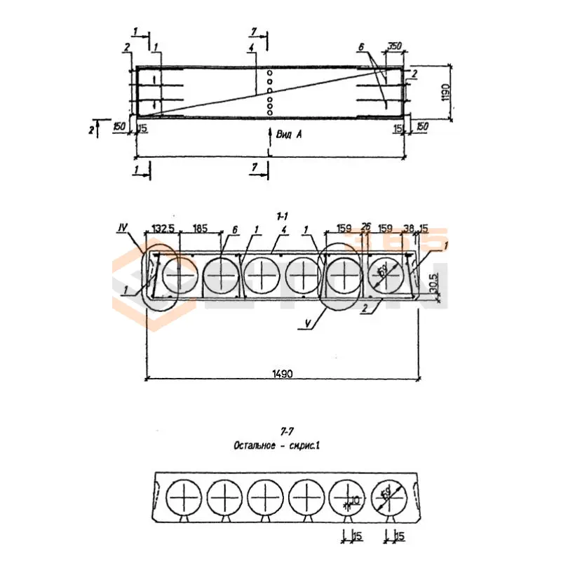 Плиты перекрытия многопустотные Серия Б1.020.1-7 ПК 26-12-3 Вр1Тов (Б1.020.1-7)