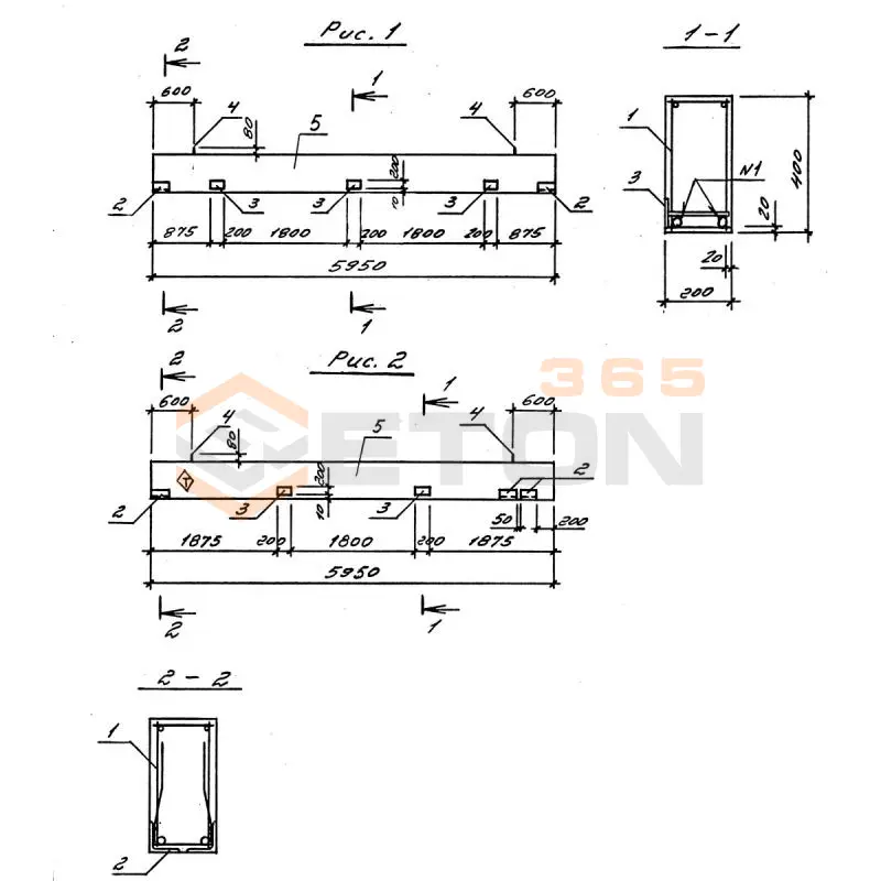 Балки Серия 3.016.1-9 БЭУ 60-2-4-1-2