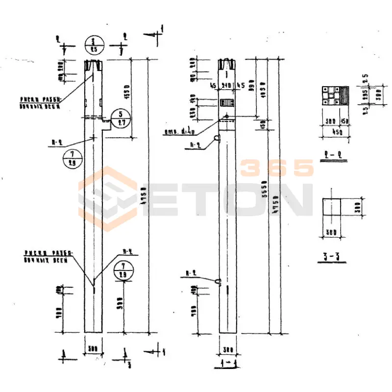 Колонны сечением 300х300 Серия ИИ 04-2 КНР 333-14-5