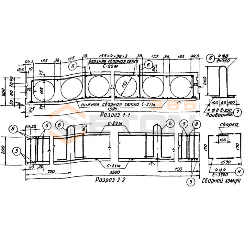 Панели с круглыми пустотами Серия ИИ 01-02 МБ 5 (ИИ 01-02)