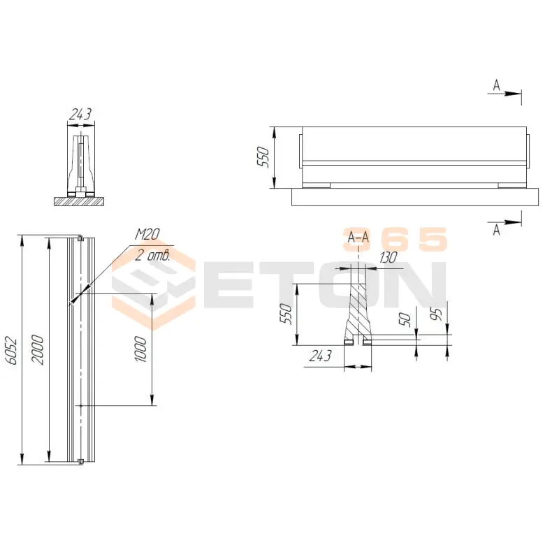 Блоки парапетного двухстороннего ограждения ТУ 5899-002-61548960-2010 12ДД-ТУ 5899-002-2010/250-0,55/2000 п